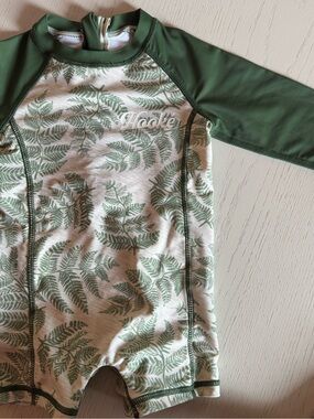 Kids Green Fern Long-Sleeve Rashguard Swim Suit